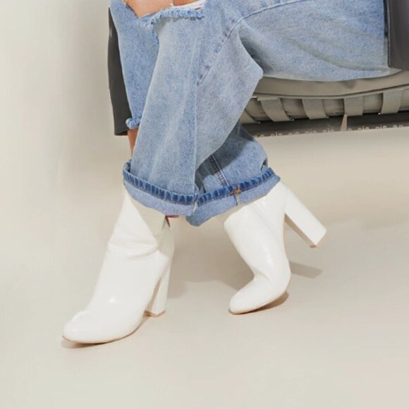 PrettyLittleThing White Croc Behati Ankle Boot - Picture 1 of 5